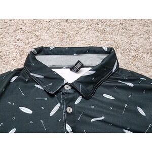 Anderson Ord Mens XL Short Sleeve Polo Golf Shirt Black Surfboard AOP